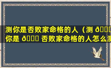 测你是否败家命格的人（测 🐛 你是 🐝 否败家命格的人怎么测）